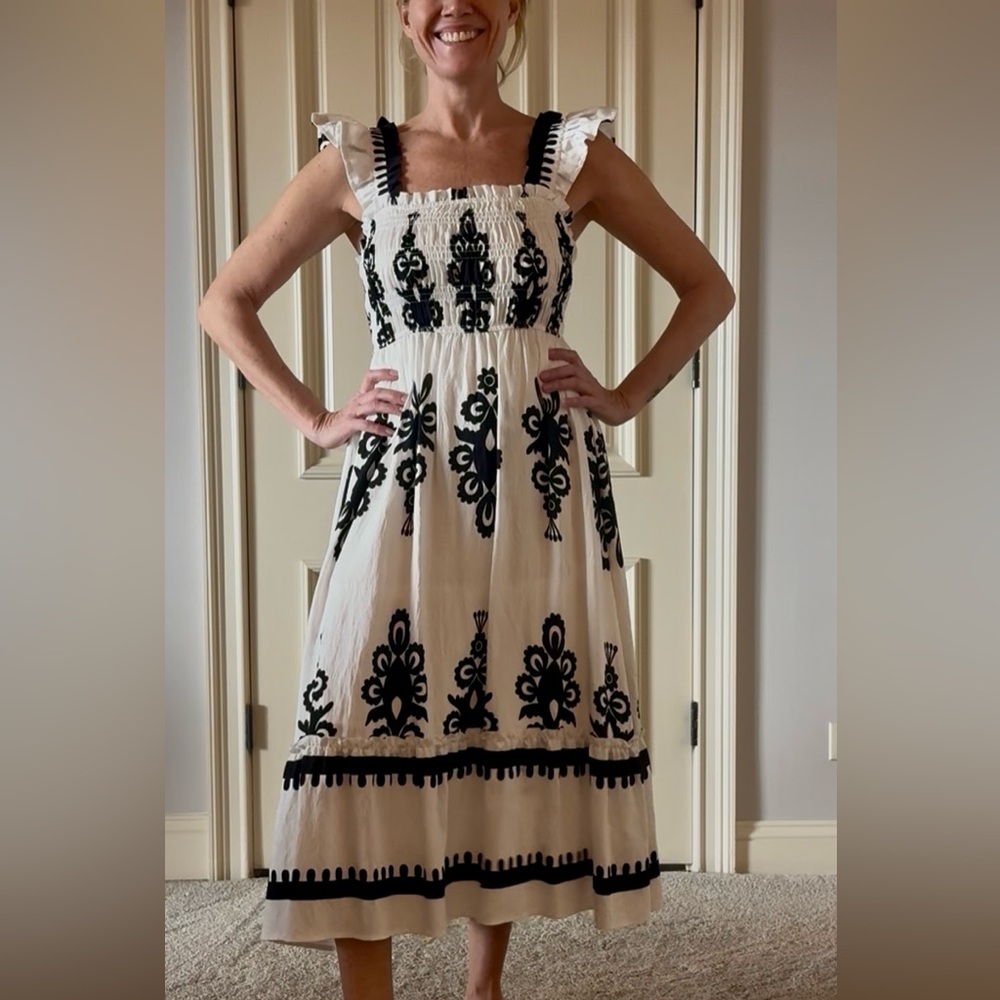 Elegant Black and White Embroidered Dress